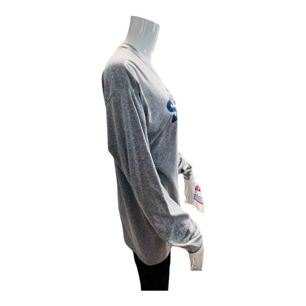 Senior Mom Football T-Shirt~Size Large~ Grey/Royal Blue Long Sleeve Top ~ L9 10 - Picture 4 of 7
